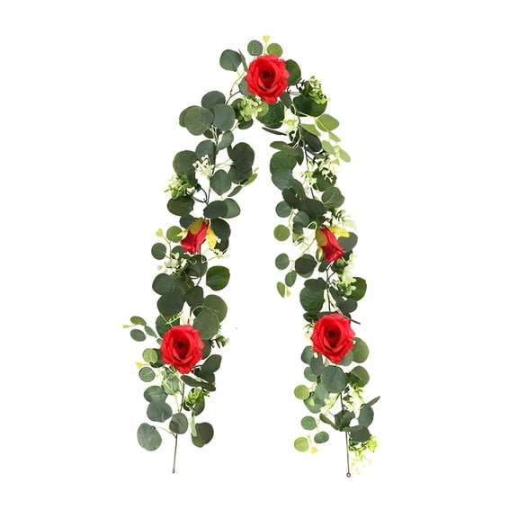 SSNTSY Eucalyptus Garland 5.9ft Artificial Flower Vine Faux Rose Greenery Garland Hanging Evergreen Vines for Backdrop Wedding Arch Centerpieces Decor