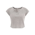 thumbnail image 5 of No Boundaries Snap Henley Tee with Short Sleeves, Women's, 5 of 5