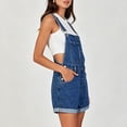 thumbnail image 6 of Women's Solid Loose Fit Denim Overalls with Multiple Pockets Casual Jumpsuit Blue L, 6 of 7