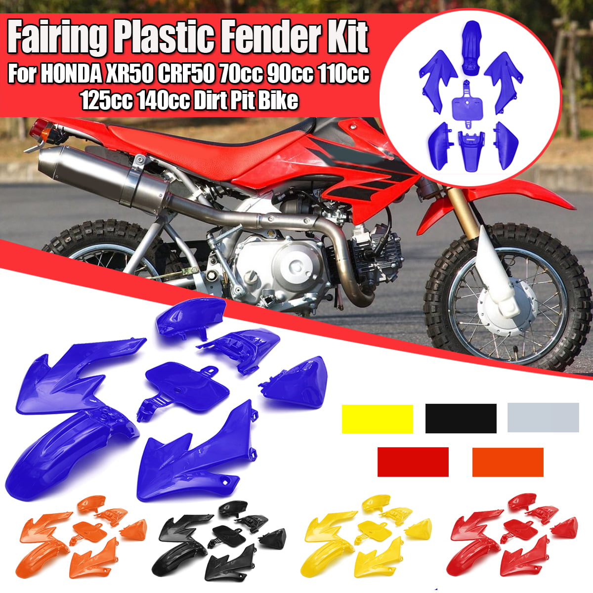 Motorcycle Plastics Plastic Fender Dirt Bike Honda CRF50 EXTRA LONG EDITION 