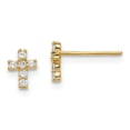 thumbnail image 1 of 14K Yellow Gold Madi K Polished CZ Cross Post Earrings, 1 of 2