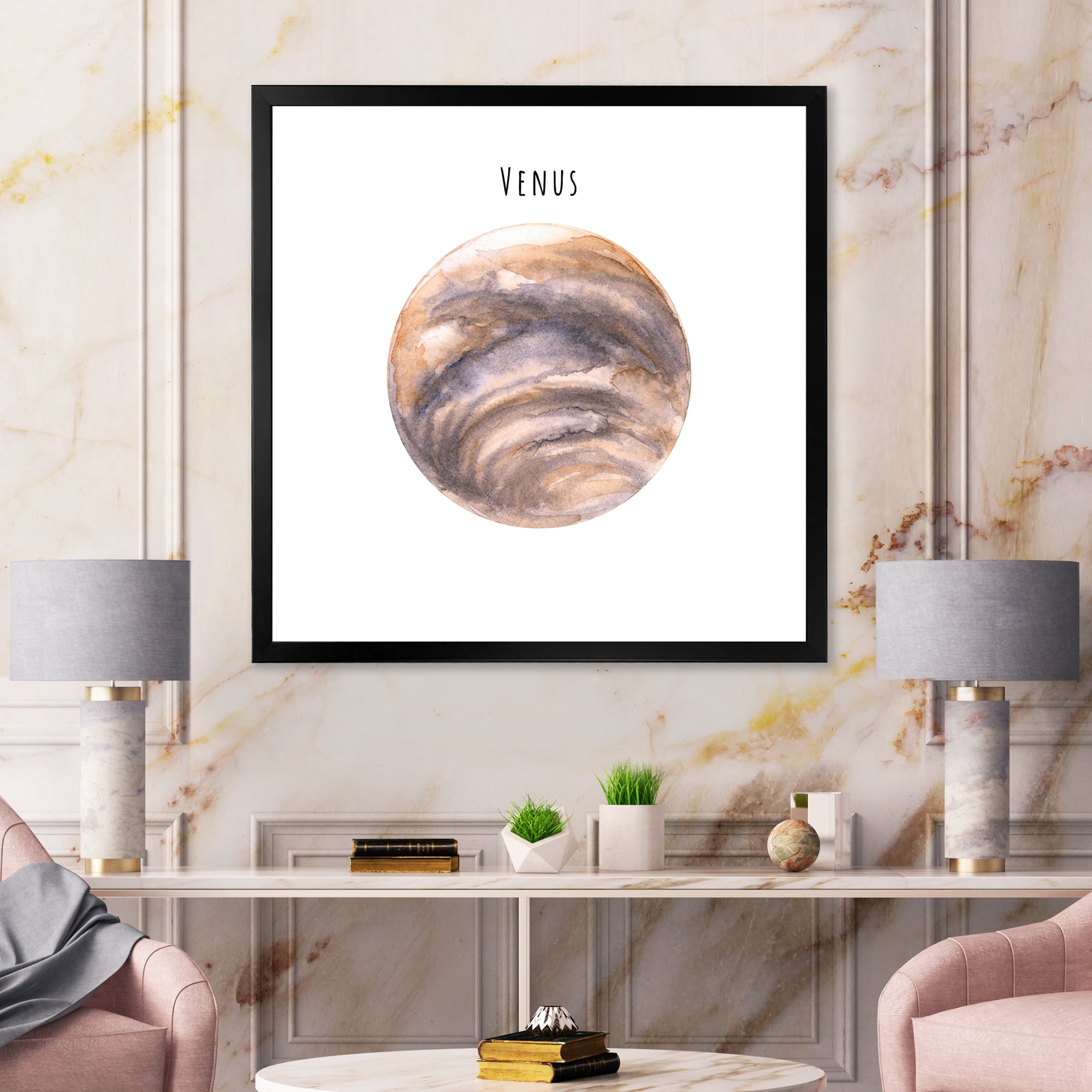 Designart 'Abstract Planet Venus' Bohemian & Eclectic Framed Art Print
