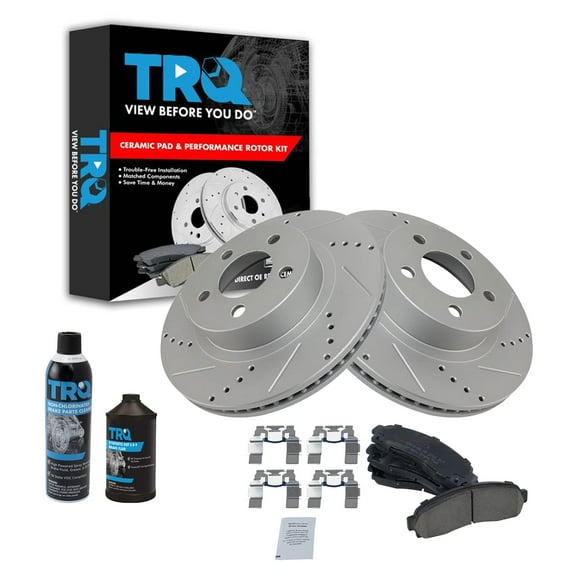 TRQ Performance & Brake Rotor & Ceramic Pad Front Kit w/Chemicals BKA17547 Fits select: 2003-2011 FORD RANGER, 2001-2005 FORD EXPLORER SPORT TRAC