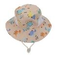 thumbnail image 2 of Sombrero de pescador para bebé, transpirable, con estampado de dibujos animados, con protección solar y cuerda resistente al viento, para niños de 6 meses a 3 años, color caqui, dinosaurio., 2 of 14