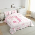 thumbnail image 3 of Initial Letter J Young Comforter Set,Princess Style Pink Bowknot Girly Romantic Bedding Set All Season,Dreamy Bow Love Hearts Kawaii Pink Comforter 3 Pcs with 2 Pillowcases,Full Size, 3 of 6