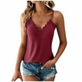 thumbnail image 1 of HNMKIU Breathable Mesh Tank Tops Women Fashion Sexy V Neck Lace Solid Color Small Vest Top, 1 of 4