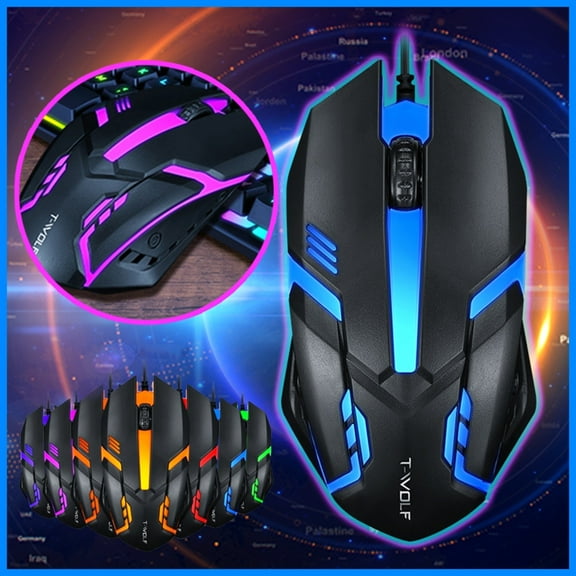 LYCAQL Gaming Mice Wired USB Computer Mice With 4 Adjustable DPI Up To 1200, 7 Backlight Modes Ergonomic RGB Gaming Mice For Laptop PC Gamers
