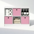 thumbnail image 5 of Furinno Cubic Multipurpose Clothing & Closet Storage Organizer Shelf with Bin Drawers, 6-Cube, White/Pink, 5 of 6