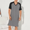 thumbnail image 2 of APEXFWDT Men's Big&Tall V-Neck Nightshirt Raglan Short Sleeve Sleepshirt Loose Fit Comfy Pajama Sleepwear,Gray, 2 of 6