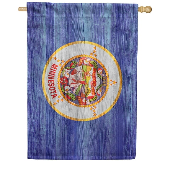 America Forever Minnesota State Flag 28 x 40 Inch Double Sided Outdoor Yard Decorative USA Vintage Wood State of Minnesota House Flag, Made in the USA