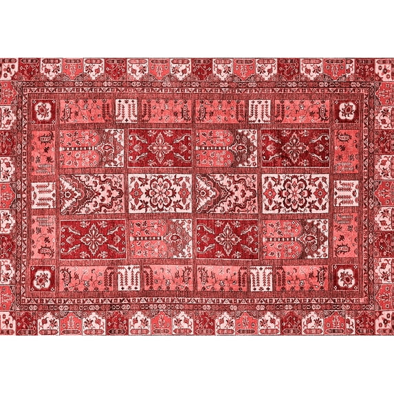 Ahgly Company Machine Washable Indoor Rectangle Abstract Red Modern Area Rugs, 6' x 9'