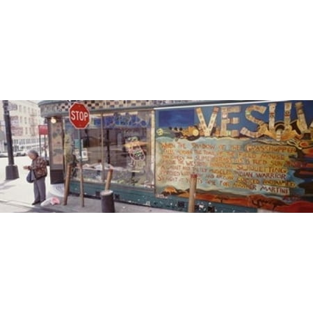 USA  California  San Francisco  Little Italy  Senior man standing outside a bar Poster Print (18 x (Best Italian Delivery San Francisco)