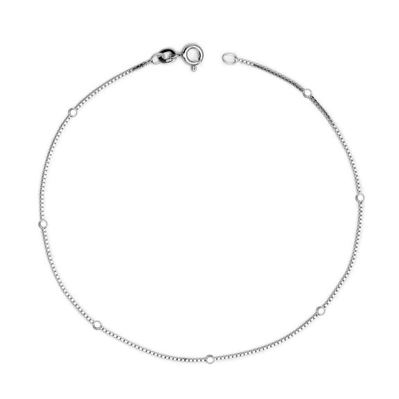 LeCalla 925 Sterling Silver Venetian Chain Beaded Anklets Summer Beach Jewelry for Women and Teen 10" Inch