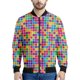 thumbnail image 4 of Chaqueta con cremallera y diseño geométrico de arcoíris a la moda para hombre, sudadera con rayas de colores con estampado 3D, chaquetas bomber urbanas geniales para niños, abrigos, 4 of 5