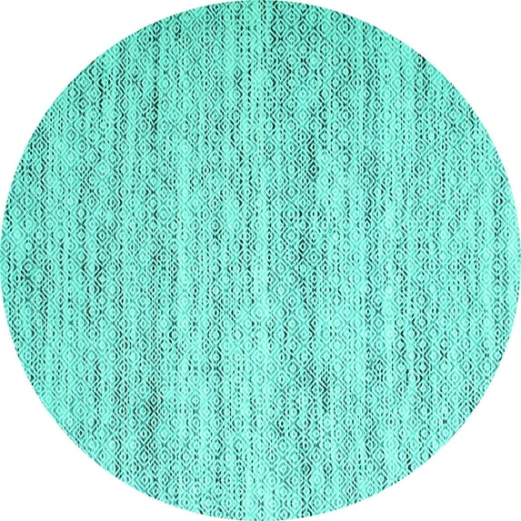 Ahgly Company Indoor Round Abstract Turquoise Blue Contemporary Area Rugs, 7' Round