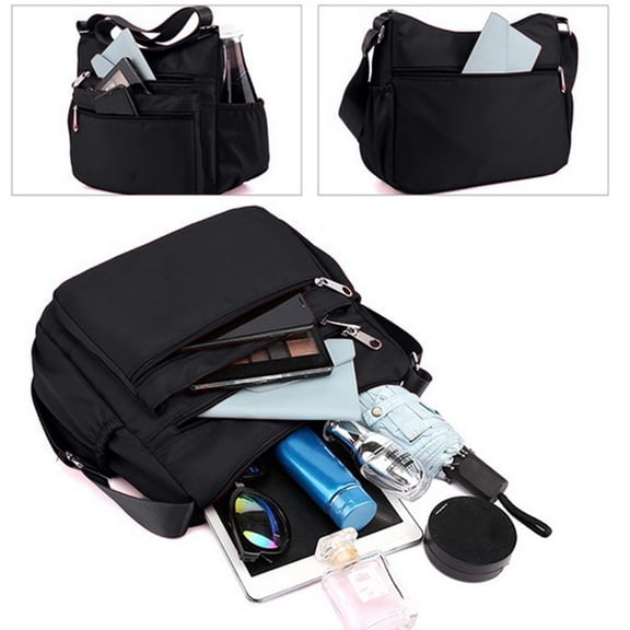 Nylon Crossbody Bag for Women, Large Capacity Shoulder Purse with Multi Pockets, Lightweight Casual Satchel for Daily Commute and Travel