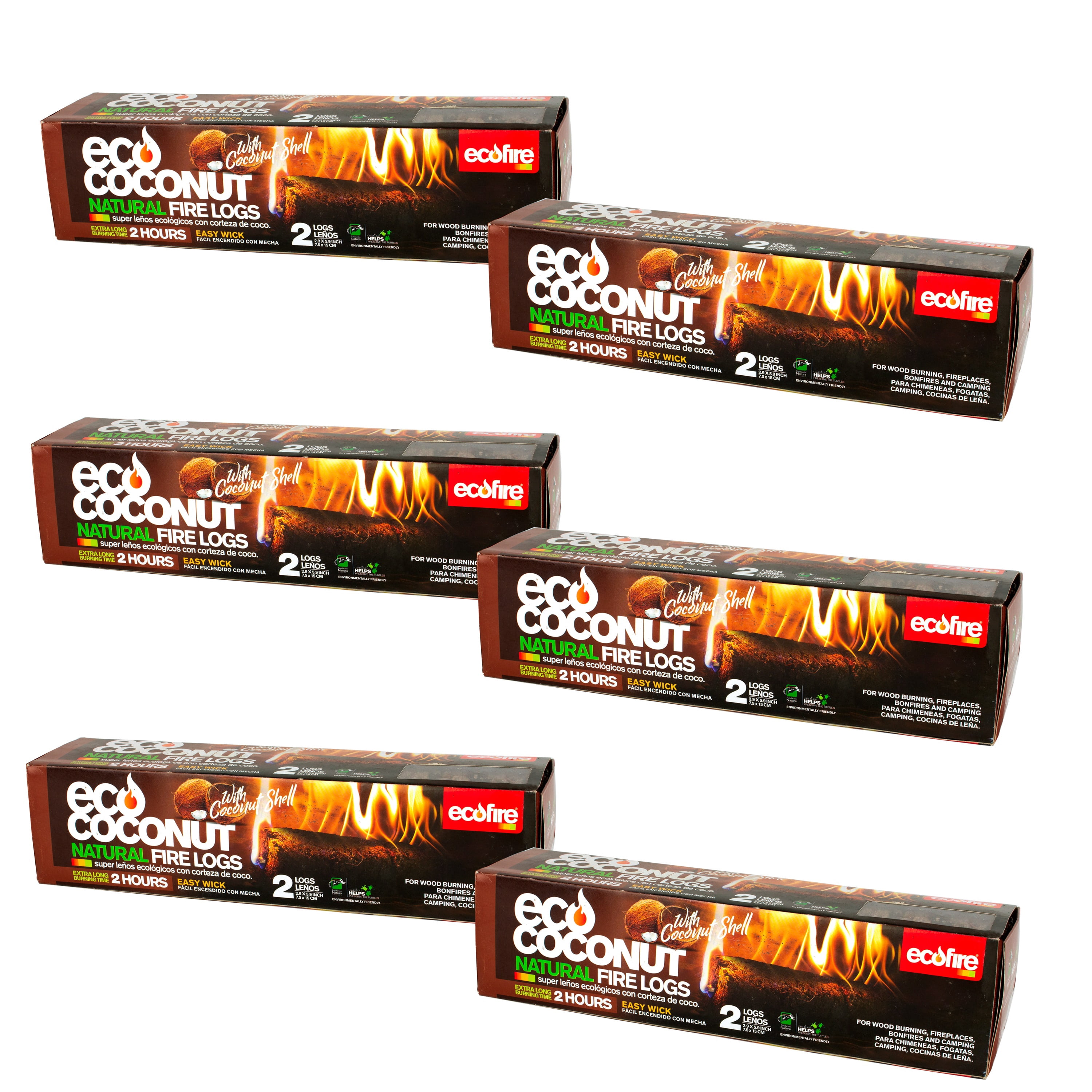 Ecofire ECO COCONUT Natural Fire Log, 6-pack, 1 hour burn time - Walmart.com