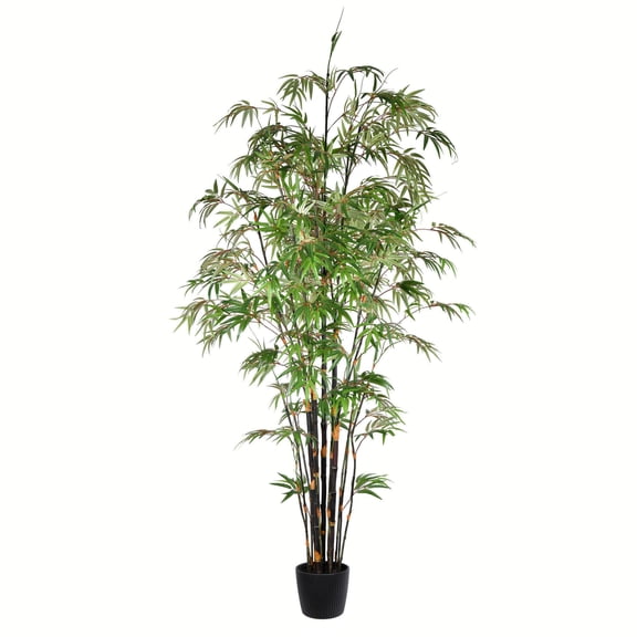 Vickerman 8' Fabric Artificial Potted Japanese Bamboo Tree in Green