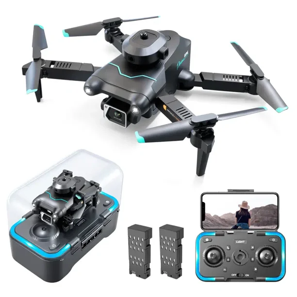 2 Battery Mini Drone HD Professional Camera Drone Optical Flow Hover Obstacle Avoidance Foldable Quadcopter RC Helicopter Toy Gong Bohan unisex