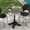 WNSZ + Sintered Stone, variant on Marble-Look Sintered Stone Square Table - Heavy-Duty Cast Iron Base for Bistro, Cafe, Bar & Home Use