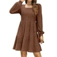 thumbnail image 2 of Fantaslook Fall Dresses for Women Square Neck Long Sleeve Dresses Casual Babydoll Sweater Dress, 2 of 8