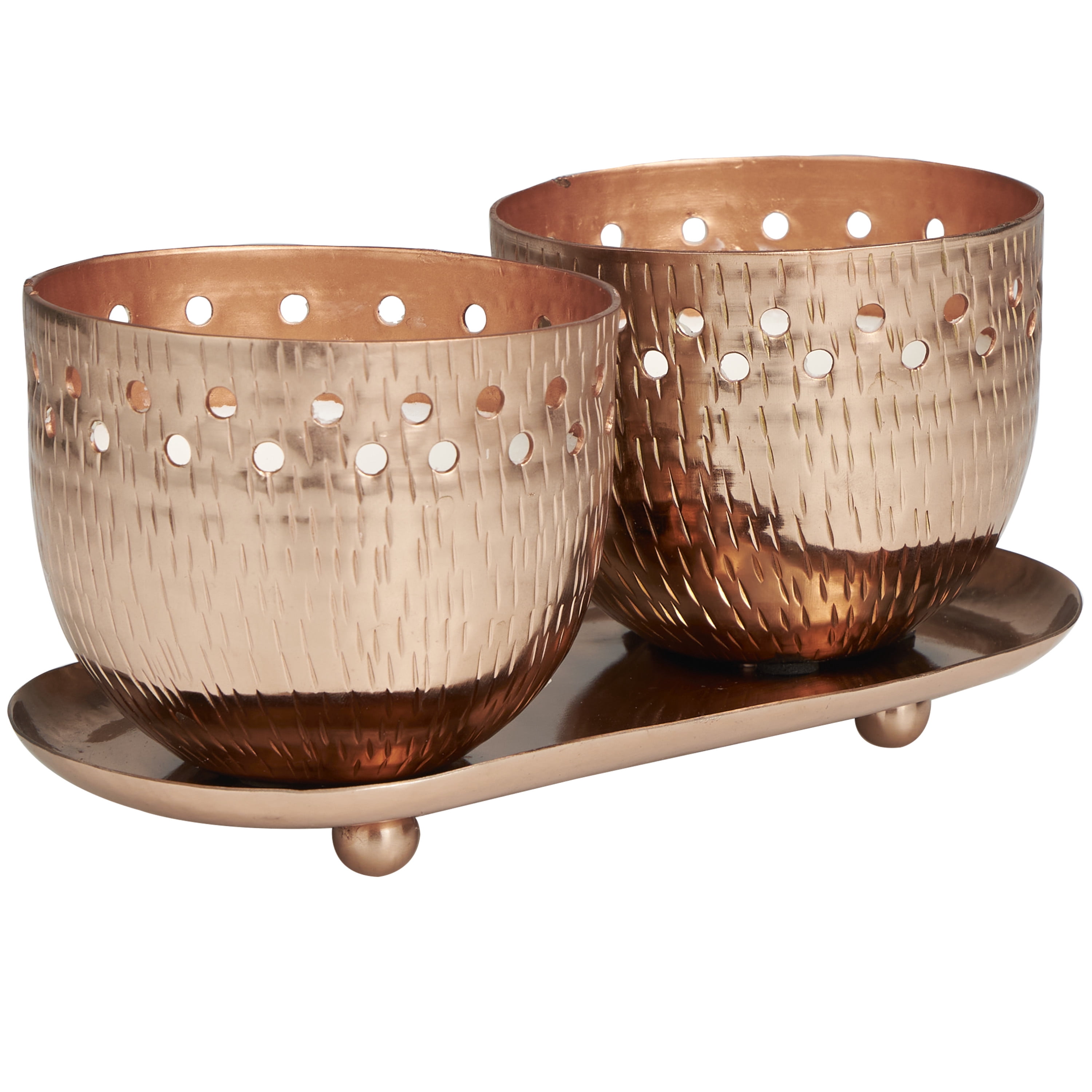 CosmoLiving by Cosmopolitan 2 Holder Copper Metal Sauvignon Blanc Scented Cutout Spotted 7 oz 1 Wick Candle with White Wax, (Set of 2)