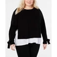thumbnail image 2 of I.N.C Womens Layered-Look Knit Sweater, Black, Plus Size, 0X, 2 of 6