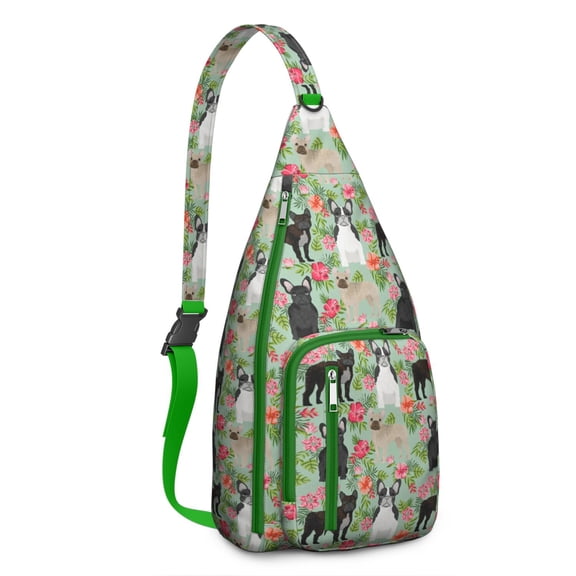 Boho Dog Print Sling Backpack - Geometric Dog Pattern Crossbody Bag (Aesthetic Design, Perfect Dog Lover Gift)