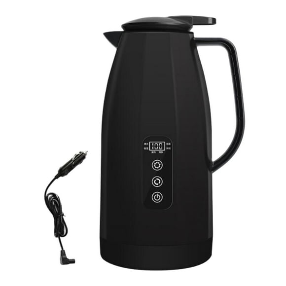 Lipstore Car Kettle 12V 24V Lighter Heating Kettle Truck Kettle Multifunctional Black 1.5L