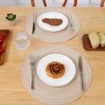 thumbnail image 4 of Mrehloy 15”  Round  Placemats Set of 6, Woven Cotton ,Heat Resistant Washable ,Easy to Clean  Farmhouse   Table Mats for Kitchen Dining , Beige, 4 of 9