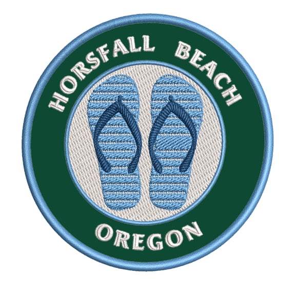 Horsfall Beach, Oregon 3.5 Inch Iron Or Sew On Embroidered Fabric Badge Patch Ocean Beach, Salt Life Iconic Series