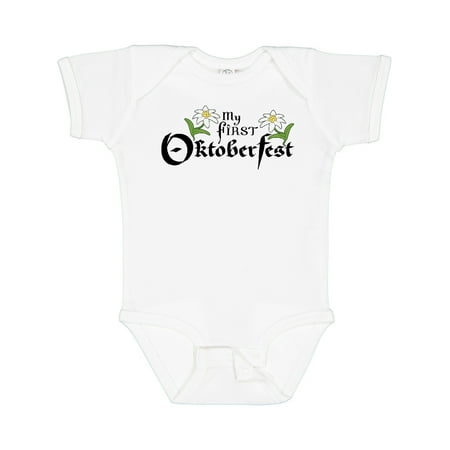

Inktastic My First Oktoberfest with Edelweiss Flowers Gift Baby Boy or Baby Girl Bodysuit