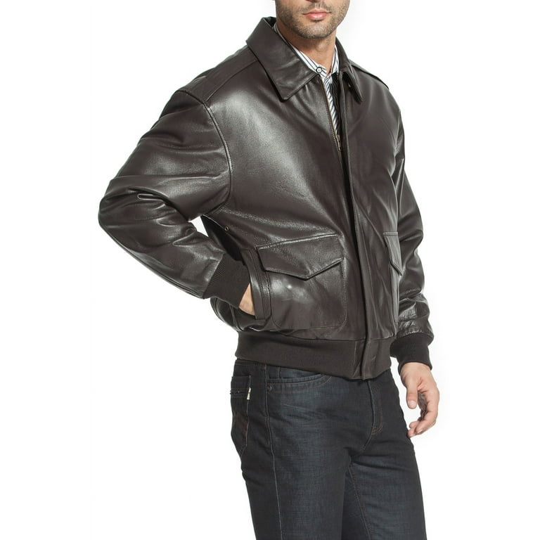 Landing Leathers Men Monogram Collection Air Force A-2 Leather Flight  Bomber Jacket Dark Brown Medium at  Men's Clothing store