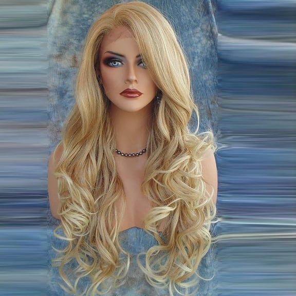 Easter Long Curly Wig, Middle Part, Big Wave, Golden - Gold Hair Wig Fading Long Big Fashion Curly Women'S Wig A,B,C,D Pullover Toupee St. Patrick'S Day, Wedding, Season, Anniversary