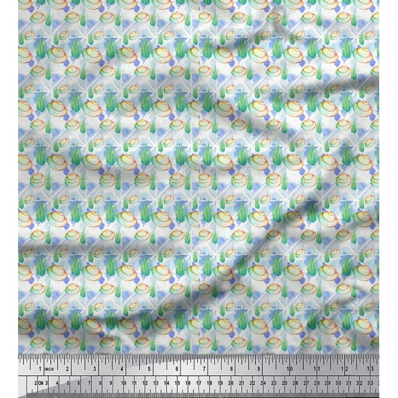 Soimoi Purple Rayon Fabric Shells Ocean Printed Craft Fabric by The Yard 42 Inch Wide