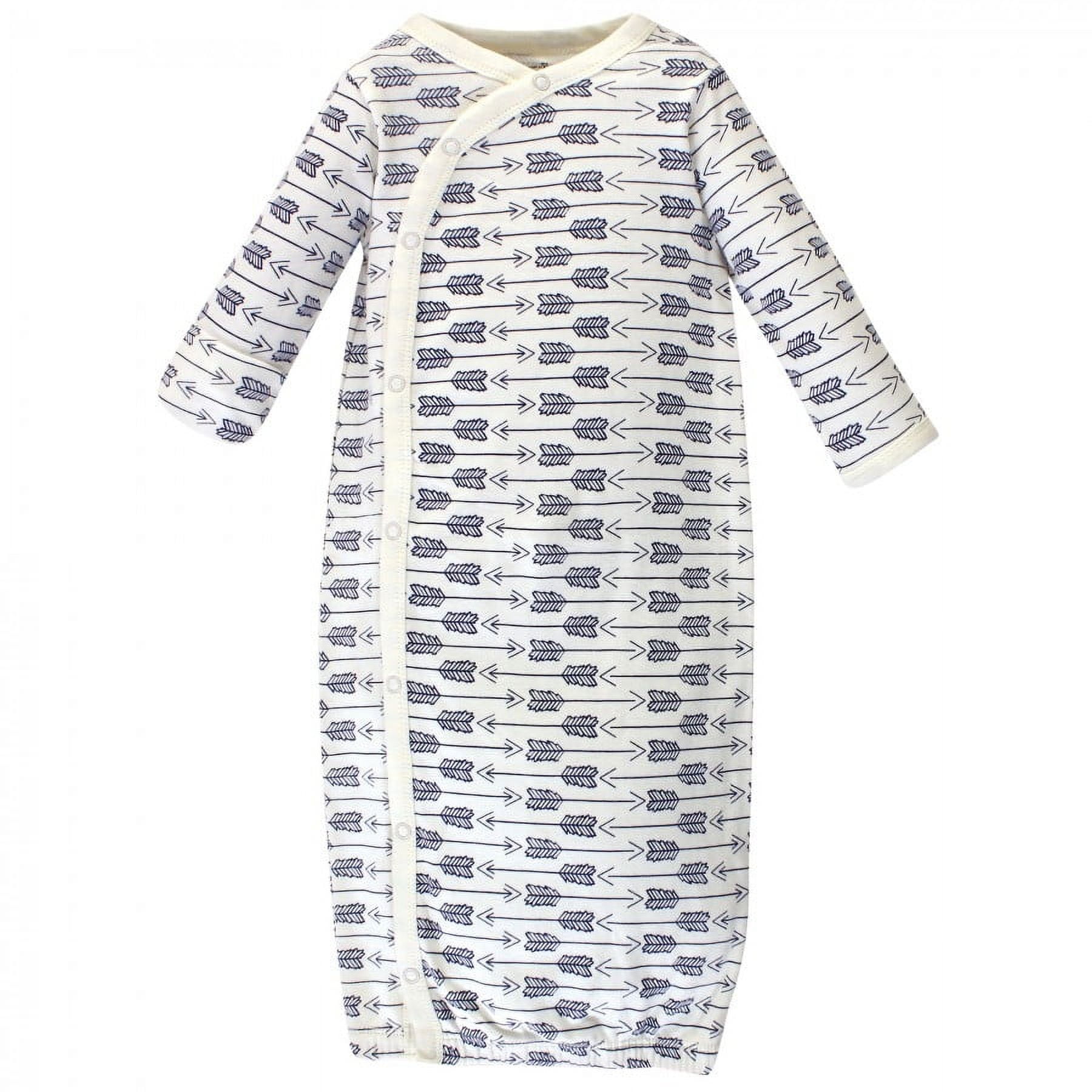 Touched by Nature Baby Organic Cotton Side-Closure Snap Long-Sleeve Gowns 3pk, Hedgehog, 0-6 Months