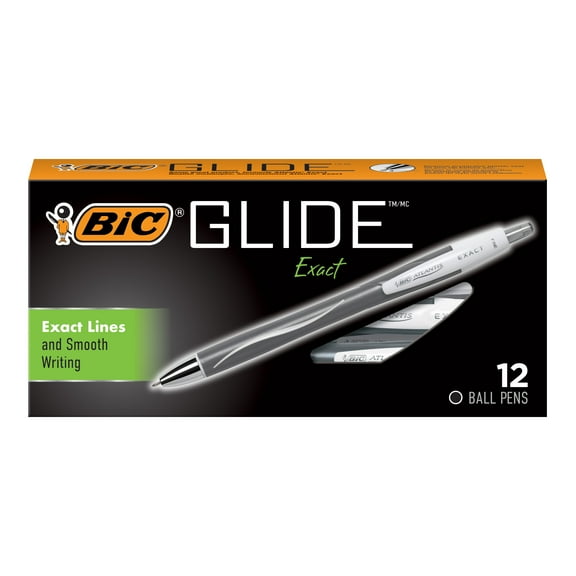 BIC Atlantis Exact Retractable Ball Point Pen, Black, 12 Pack