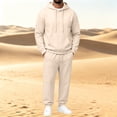 thumbnail image 2 of Garbnen Fleece Men Track Suits 2 Piece Set Long Sleeve Drawstring Pullover Hoodies and Sweatpants Workout Athletic Warm Plush Mens Sweatsuit Beige, 2 of 6
