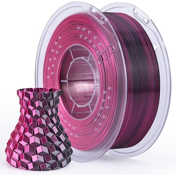 Silk PLA Filament 1.75mm Dual Color Black Red 1KG, Shiny 3D Printer Filament Dimensional Accuracy  /- 0.05mm, 1kg Spool(2.2lbs) Fits for Most FDM 3D Printers