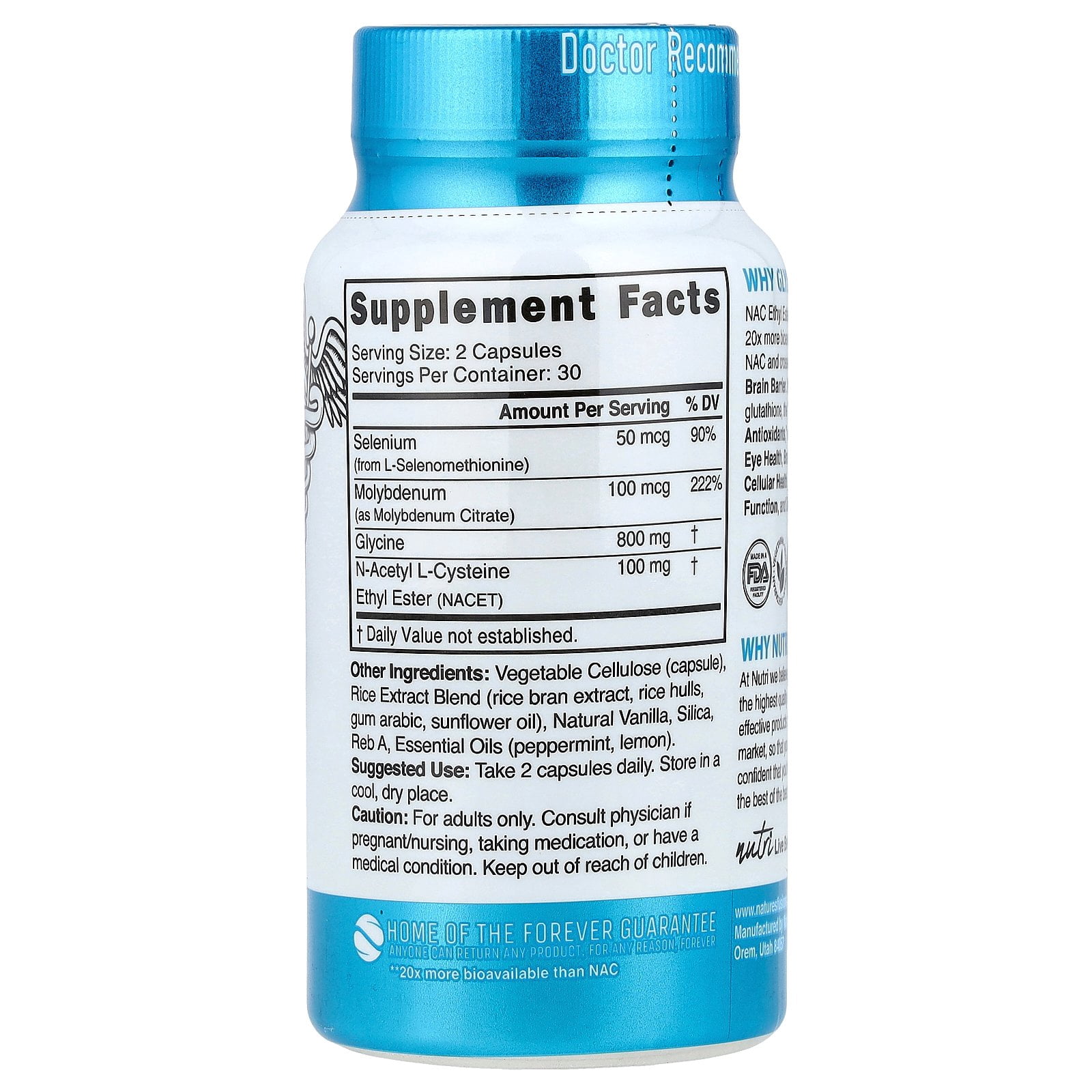 Nutri Glynac-ET, Glycine & NAC Ethyl Ester, 60 Vegan Capsules