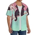 thumbnail image 2 of KLL Cats On Broomstick Print Men's Shirt Short Sleeve Button Down Summer Cuba Beach Shirts- Large, 2 of 5
