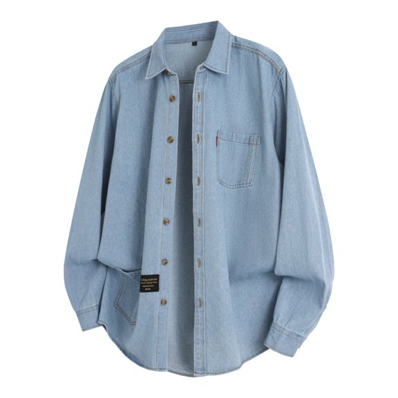 Fgnfyis Mens Jacket Mens Loose Long Sleeved Denim Jacket Casual Outerwear for Everyday Wear Winter Coats for Men Light Blue XXL
