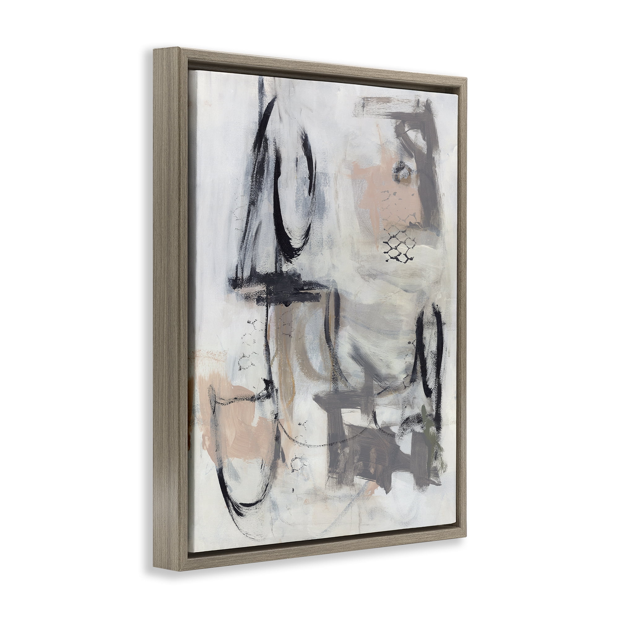 Stupell Industries Brushed Collage Abstract Abstract Painting Brown Floater Framed Canvas Art Print Wall Art, 17 x 21
