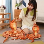 Realistic Snake Plush, 31.5 Inch Lifelike Cobra Stuffed Animal, Flexible Poseable Reptile Toy, Soft Companion, Decorative Cushion for Home Decor, Halloween Scary Prop Gift