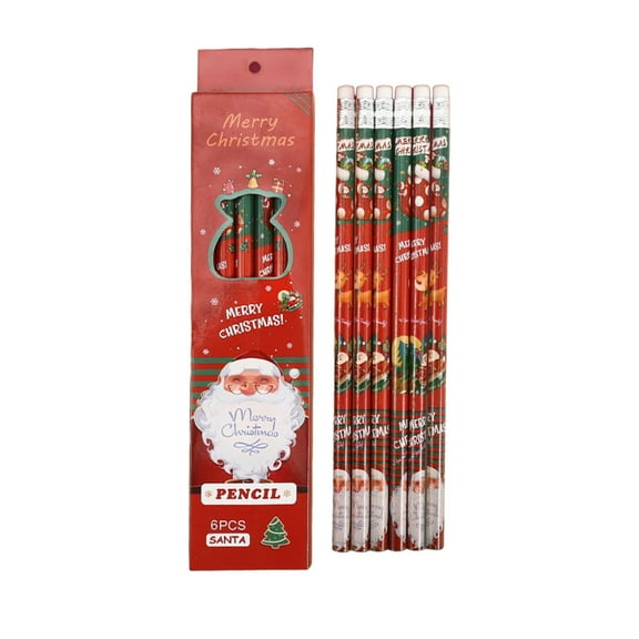Wovilon Christmas Pencils Cute Pencils Box Of 6 With Eraser Pencils Christmas Gifts