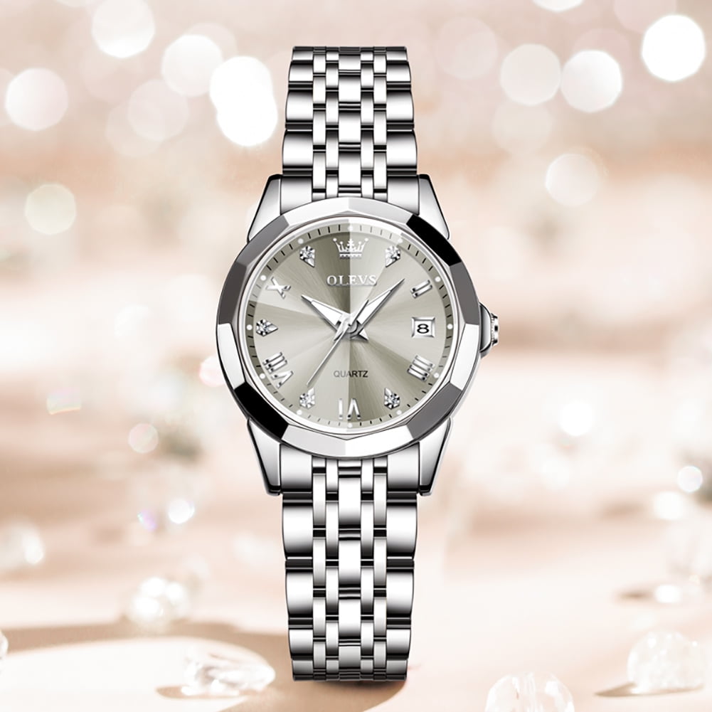 OLEVS Watches for Women Luxury Casual Dress Analog Quartz Digital Date Two Tone Gold Plated Stainless Steel Waterproof Luminous Female Wrist Watch Reloj para Mujer