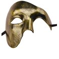 thumbnail image 2 of Máscara para hombre Máscara de mascarada Fantasma de la ópera Máscara de media cara, 2 of 5