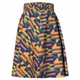 thumbnail image 4 of Bintarealwax Women's African Print Skirt High Waist Ankara Flare Pleated Short Skirt Casual Dashiki, 4 of 4