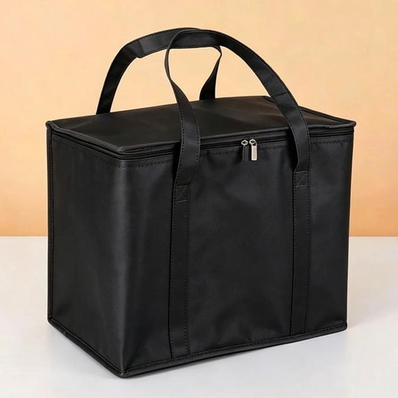 suxuMhao 1Pc 16Γ10Γ13 Inch, Insulated Bag, Black Reusable Grocery Bags, Large Cooler Bag, Waterproof Lunch Bag, HeavyβDuty Thermal Food Carrier for Grocery Shopping, Picnic, Food Delivery, Travel