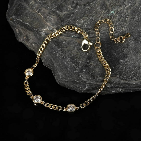 Giorgio Bergamo Gold Plated Trendy Cuban, Curb Link Cubic Zirconia Bracelet